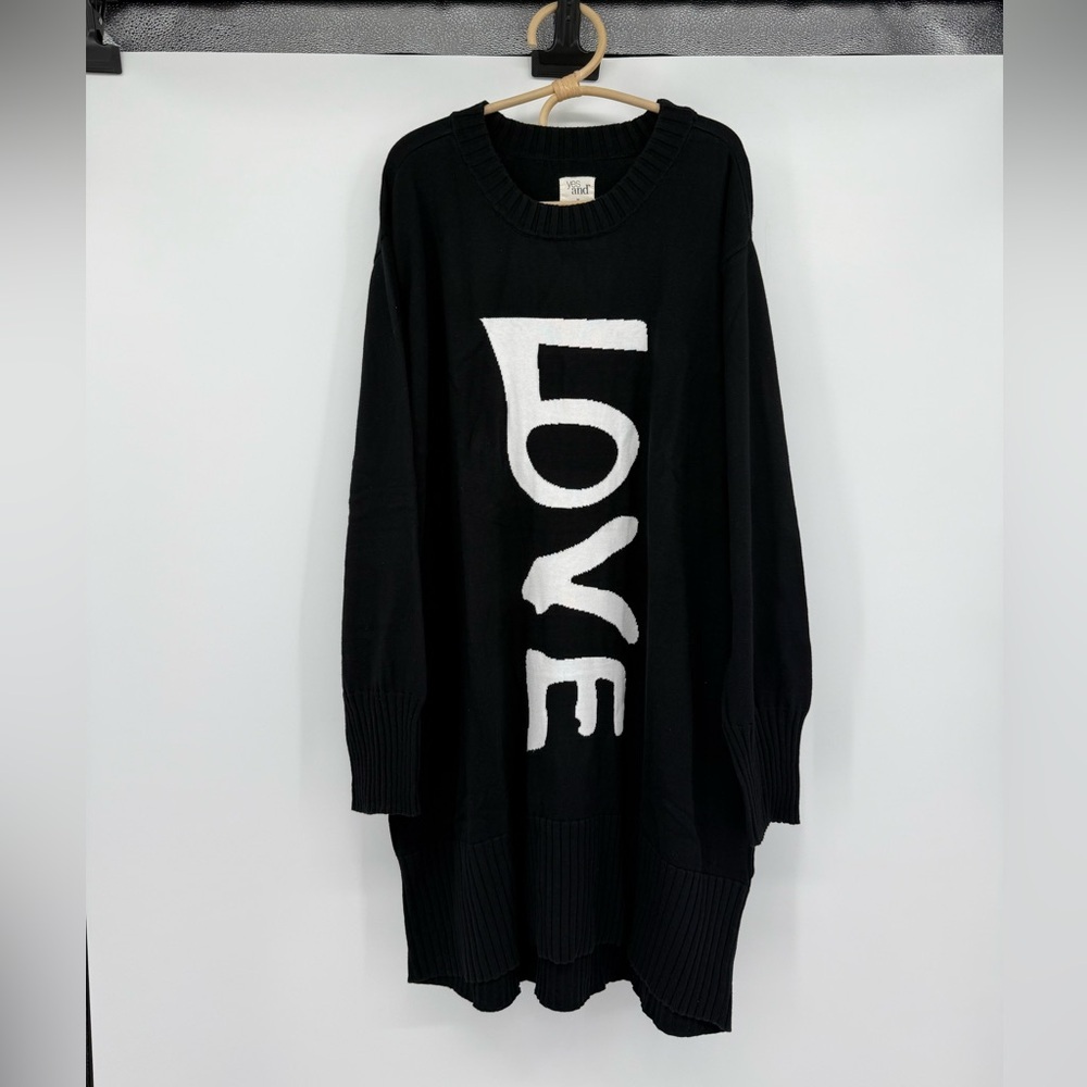 NWOT Yes and X Hilary Swank LOVE MIDI Crewneck Organic Cotton Sweater Dress - Picture 13 of 15